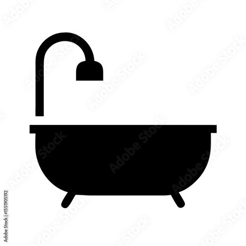 Bathtub and shower fixture isolated on white background