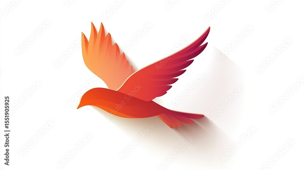 Fototapeta premium Bird in flight pose vector logo design with white background.