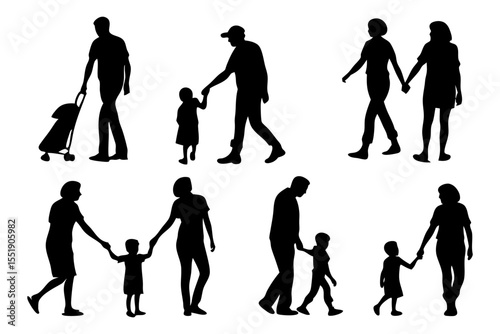 Family Silhouette: A heartwarming collection of silhouette captures various scenes of family connection, tender moments of holding hands, walking and cherishing one another.