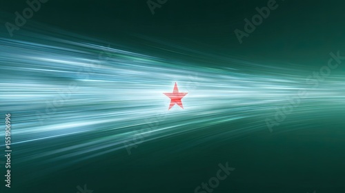 Red Star in Teal Digital Motion Blur