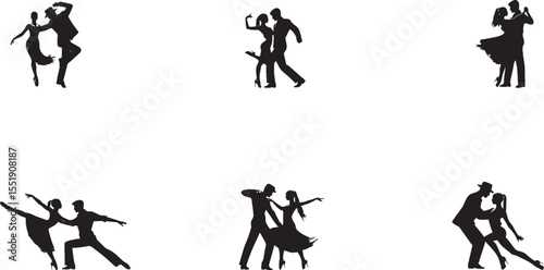 Dancing couples silhouette