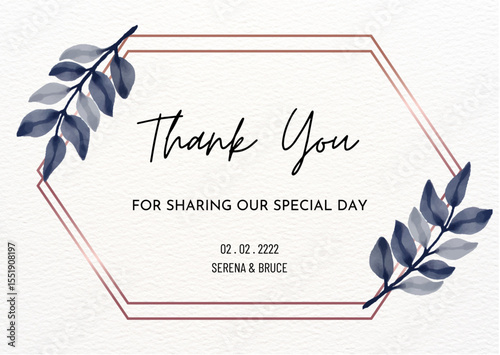 Floral and Water color Thankyou card