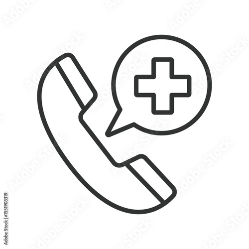 Doctor call, icon in line design. Doctor call, telemedicine, video consultation, medical call, online doctor, remote diagnosis, virtual appointment on white background vector. Doctor call