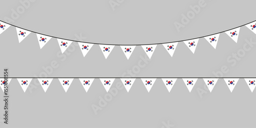Festive bunting with South Korean flags, perfect for celebrations, national holidays, or cultural events with a vibrant and cheerful vibe.