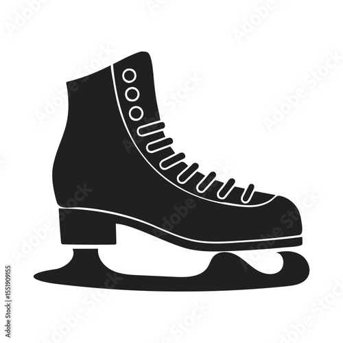 Figure skates black simple icon isolated on white background. Vector illustration
