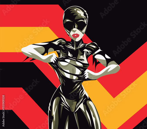 sensual woman covered in tight latex
