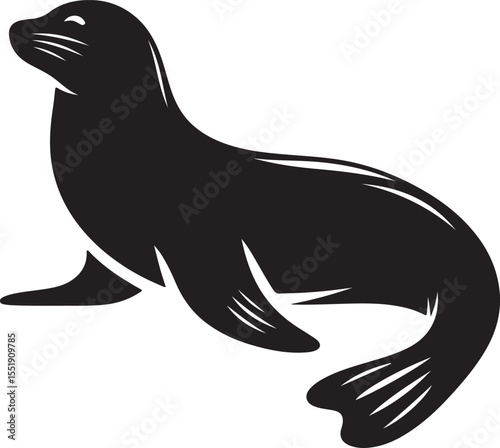 Seal Black Silhouette Vector, Marine Animal Clipart & Ocean Wildlife Design