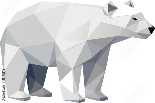 White Polar Bear Low Poly Vector Geometric Style Polygonal Icon Illustration