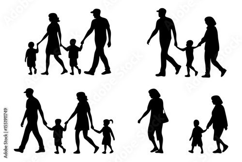 Family Walk Silhouettes: Simple, yet heartwarming silhouettes capture a family's shared moments of connection and togetherness.