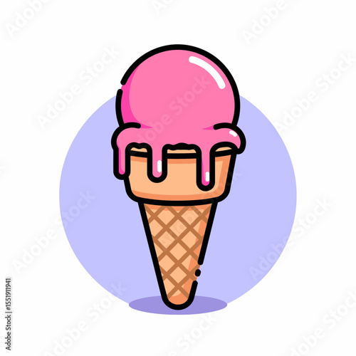 Delicious Pink Ice Cream Cone Summer Treat Sweet Dessert