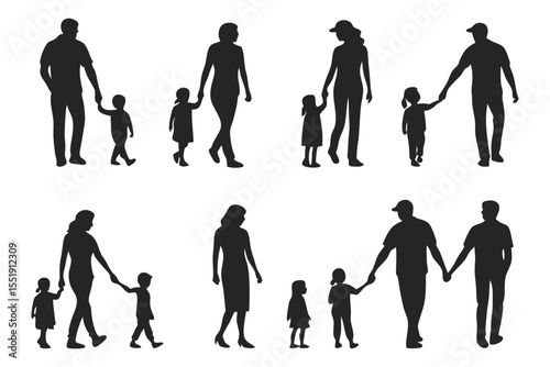 Family Silhouette Series: A collection of silhouette images depicting the warmth and unity of family bonds, perfect for design projects related to relationships and home.