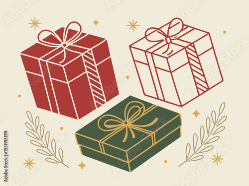 “Colorful Gift Box Set with Ribbons and Bows – 3D Vector Illustration for Holidays, Birthdays, and Celebrations”