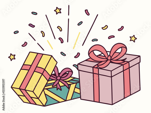 “Colorful Gift Box Set with Ribbons and Bows – 3D Vector Illustration for Holidays, Birthdays, and Celebrations”