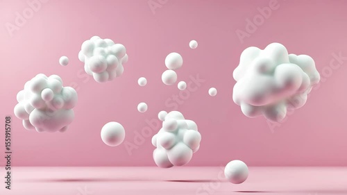 Puffy Pink Clouds in Abstract Geometric Shapes Timelapse Animation
