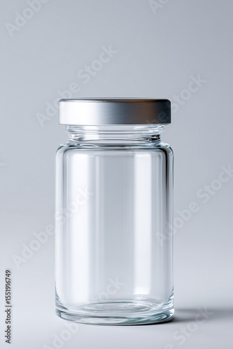 Empty medicine jar on white background. Concept: treatment, proper nutrition, vitamins.