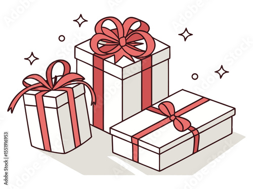 “Colorful Gift Box Set with Ribbons and Bows – 3D Vector Illustration for Holidays, Birthdays, and Celebrations”