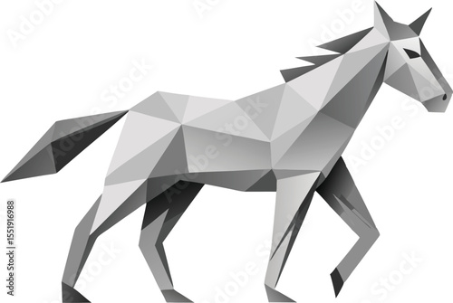 Silver Horse Low Poly Vector Geometric Style Polygonal Icon Illustration