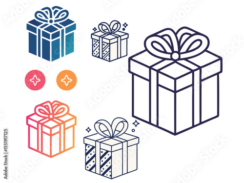 “Colorful Gift Box Set with Ribbons and Bows – 3D Vector Illustration for Holidays, Birthdays, and Celebrations”
