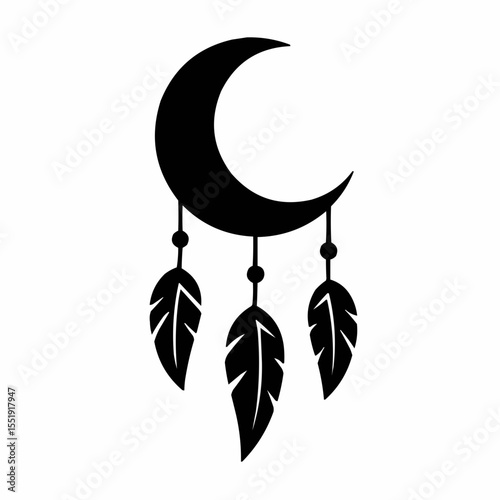 New black gold necklace and earrings with moon shape icon design