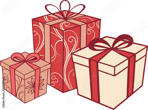 “Colorful Gift Box Set with Ribbons and Bows – 3D Vector Illustration for Holidays, Birthdays, and Celebrations”