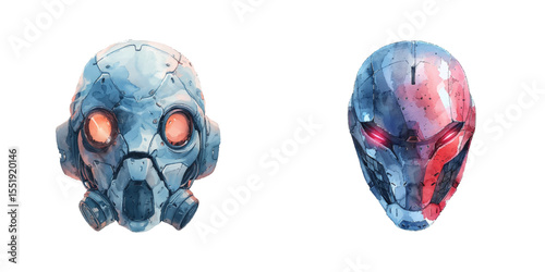 cyberpunk mask watercolor vector illustration