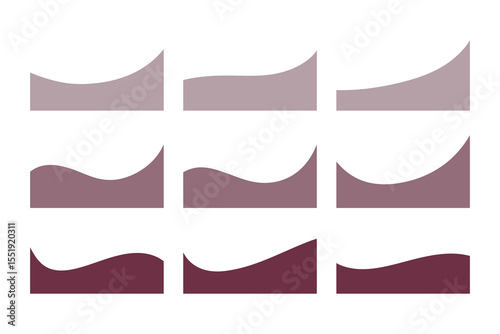 Separator, separation of a web page, banner, place for the title, text. Abstract wavy shapes, vector. A set of modern blank background elements for design, decoration, business card, poster