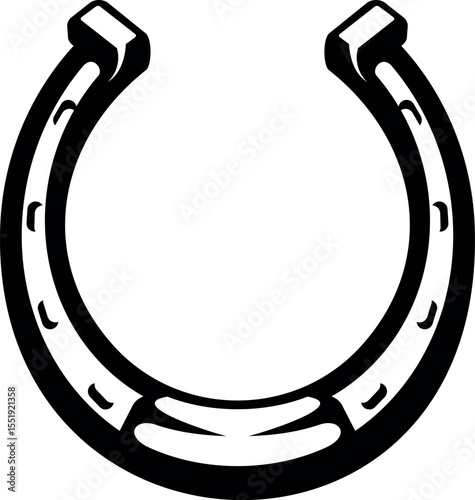 Horseshoe Outline Vector Icon – Lucky Symbol in Black and White Minimalist Design