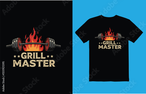 Grill Master Retro BBQ T-Shirt Design – Vector Illustration.

