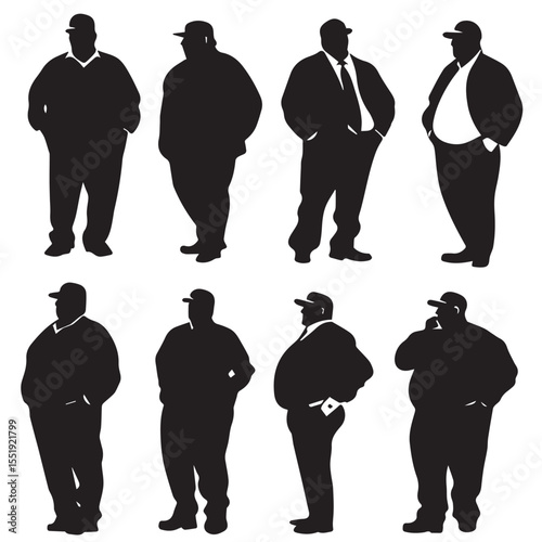 silhouettes of fat men