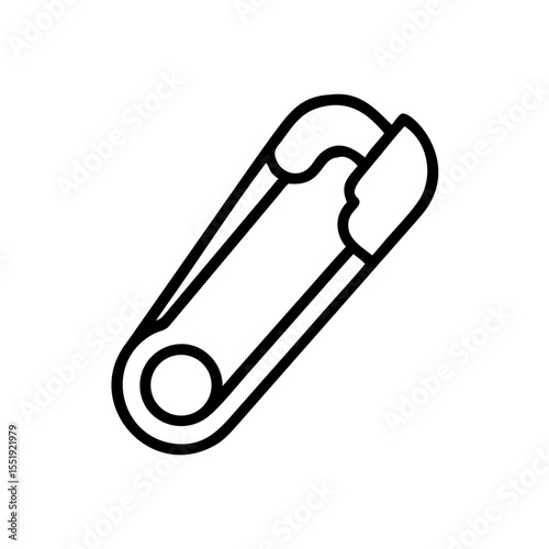 Black Paper Clip Icon Silhouette on White Background, Minimalist Office Attachment Symbol for Documents, Email, Links, and Stationery Interfaces