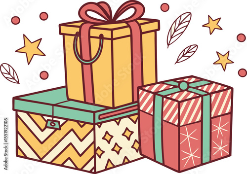 “Colorful Gift Box Set with Ribbons and Bows – 3D Vector Illustration for Holidays, Birthdays, and Celebrations”