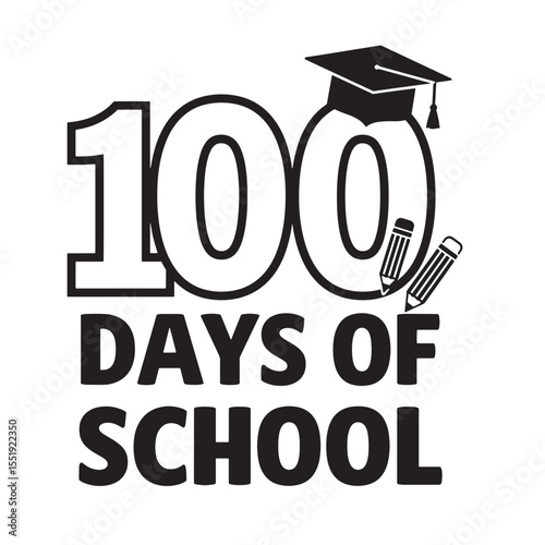 Celebrating one hundred days of school a black and white svg t-shirt design