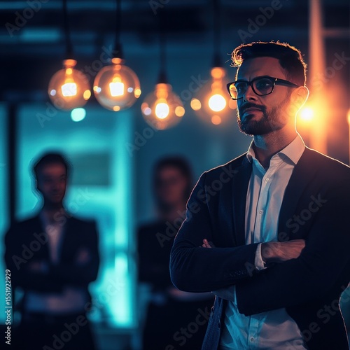 Confident Businessman in a Modern Office Setting