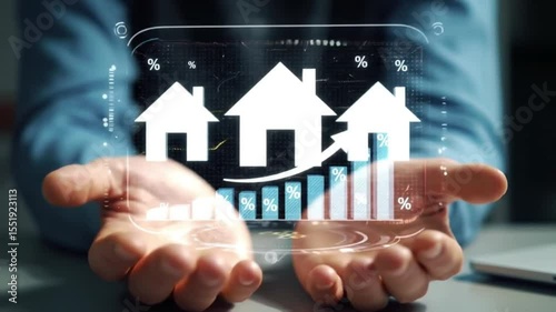 Rising Real Estate Market Growing House Prices Interest Rates Visualization