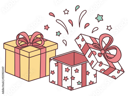 “Colorful Gift Box Set with Ribbons and Bows – 3D Vector Illustration for Holidays, Birthdays, and Celebrations”