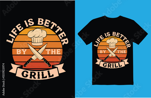 Grill Master Retro BBQ T-Shirt Design – Vector Illustration.

