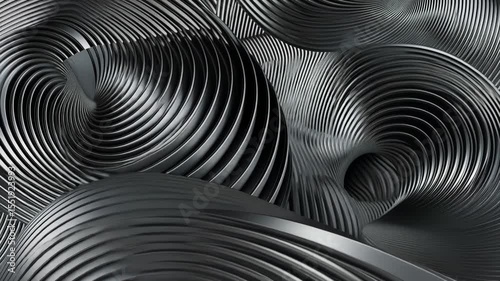 Geometric Black Metal Texture Vector Art with Spiral Lines and Light Illusion Wallpaper