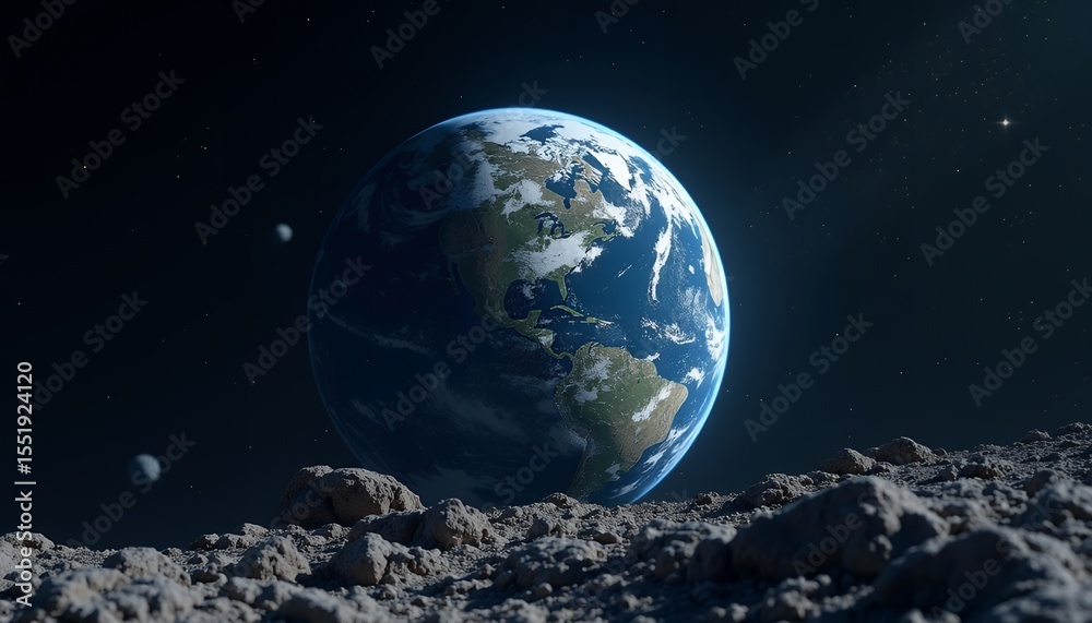 Obraz premium Earth from Moon Surface View Space