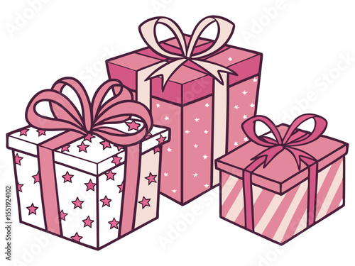 “Colorful Gift Box Set with Ribbons and Bows – 3D Vector Illustration for Holidays, Birthdays, and Celebrations”
