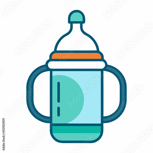 Baby bottle and feeder vector art illustration