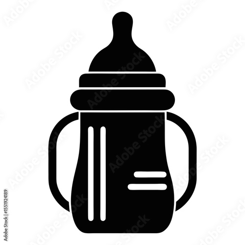 Baby bottle and feeder vector art illustration