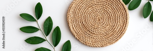 Natural fiber placemat with vibrant green leaves fresh organic setting