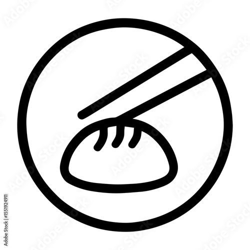 Dumpling with chopsticks icon with transparent background representing Chinese menu item and traditional cuisine
