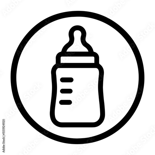 Baby bottle icon with transparent background representing infant-friendly environment and child care support
