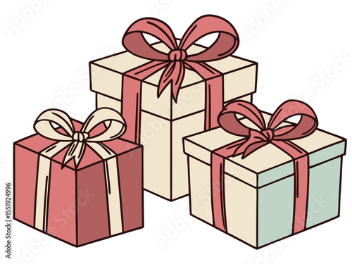 “Colorful Gift Box Set with Ribbons and Bows – 3D Vector Illustration for Holidays, Birthdays, and Celebrations”