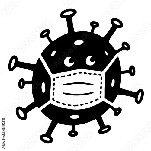 Vector illustration of coronavirus wearing a face mask