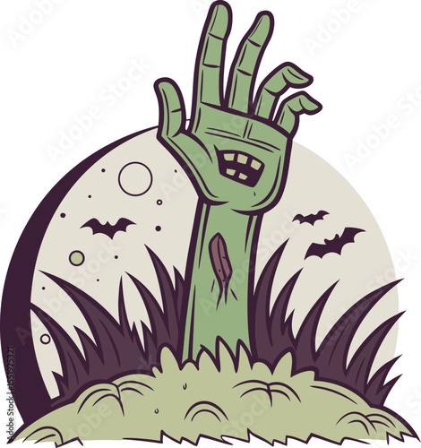 Spooky Green Zombie Hand Halloween Vector Illustration
