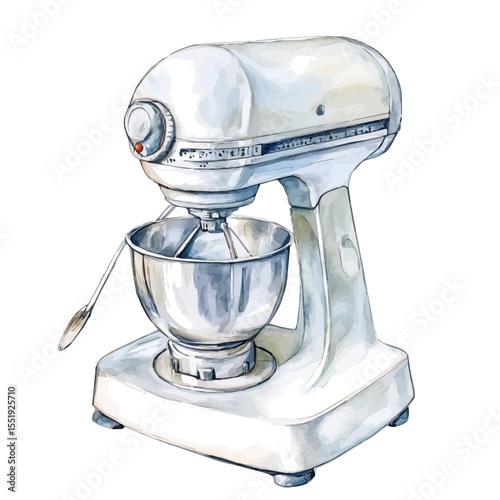 watercolor of Portable Mixer, vector, isolated on a white background.