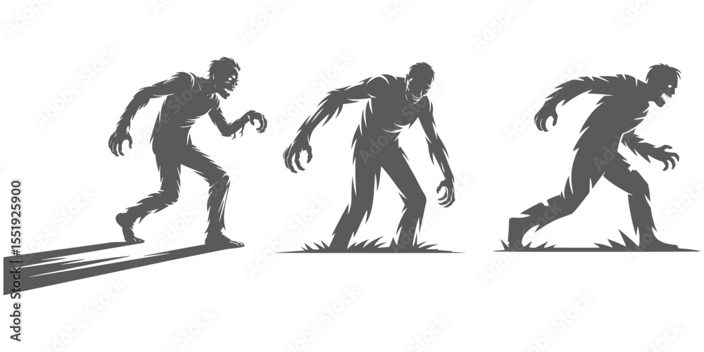 Fototapeta premium Set of zombie silhouettes illustration