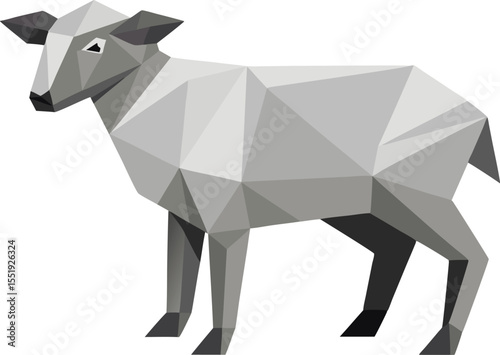 Low Poly Sheep Vector Icon Geometric Style Polygonal Illustration Design